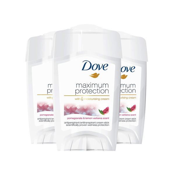 Dove Maximum Protection Pomegranate & Lemon Verbena Anti-perspirant Cream Stick pack of 3 45 ml