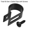 sourcing map 19mm Nylon R Type Cable Clip Wire Clamp with Screws Black 50pcs
