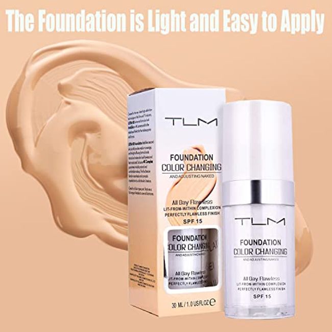 TLM 30ml Color Changing Foundation Liquid Base Makeup Change to Your Skin Tone by Just Blending