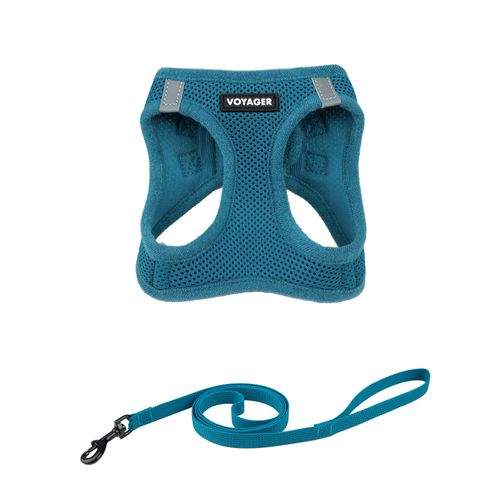 Voyager Step-in Air Cat Leash Harness Set - All Weather Mesh, Step in Vest Harness for Small and Large Cats by Best Pet Supplies - Turquoise, XXS (Chest 12-13.5")