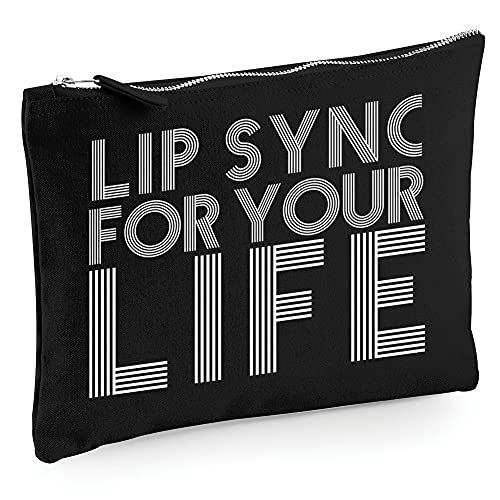 Lip Sync for Your Life - Zip Bag Costmetic Make up Bag Pencil Case Accessory Pouch - Drag Queen Race L Black