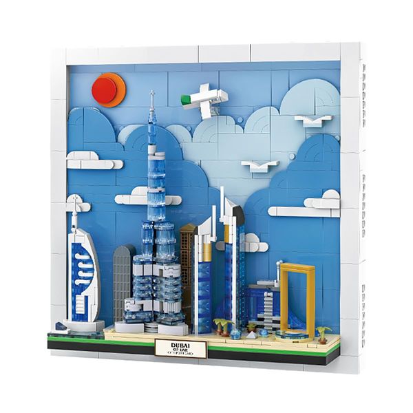 DAHONPA Dubai City Postcard Building Sets 740 pcs - World Famous Architectural Model Wall Art Crafts Ideas, Painting Frame for Room Decor, Toys Gifts for Kids and Adults