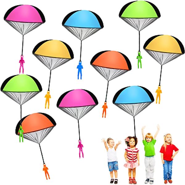 Parachute Toy 10 Pack Tangle Free Throwing Toy Parachute 5 Colors Outdoor Flying