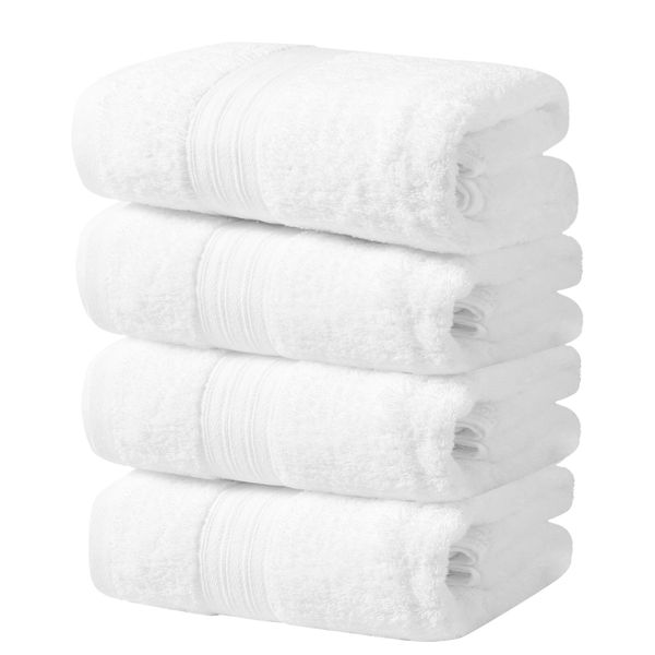 100% Cotton 4 Piece Hotel Style Bath Towel Set Towel Cotton Popular, Fluffy Touch, Water Absorption (Bath Towel, White)