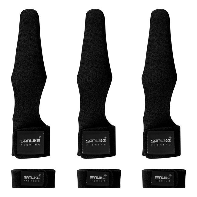 SANLIKE Rod Tip Cover, Rod Belt, Top Cover, Guide Cover, Prevents Breaking, Protection Against Tips, Black (Pack of 3)