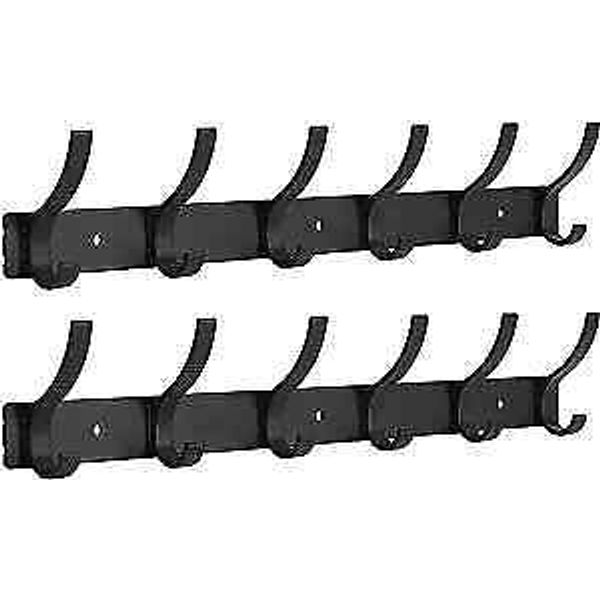 Coat Rack Wall Mount, Entryway Coat Hooks Wall Mounted, Heavy 2 Pack Black