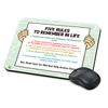 Five Rules to Remember in Life Funny Novelty Mousemat / Pad Anti Slip Computer PC Mouse Mat