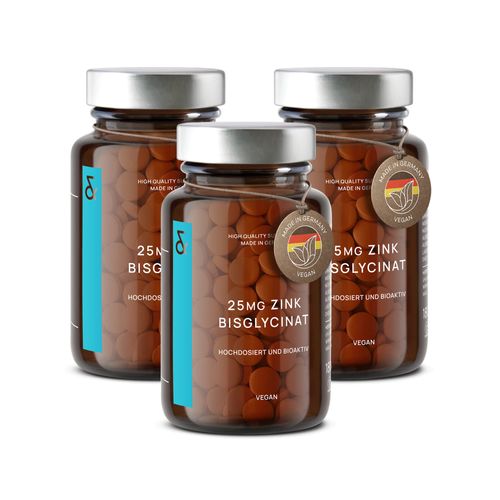 Zinc 25mg Vegan | 540 Tablets (18 Months) | Premium Zinc Bisglycinate High Dose | Supports Your Immune System | Highest Bioavailability + Laboratory Tested Production in Germany