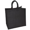 2 x Medium Black Jute Shopping Bag - Natural Hessian