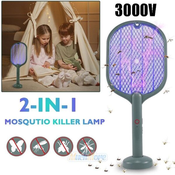 Electric Mosquito Killer Racket USB Recharged Bug Insect Zapper Trap Fly Swatter