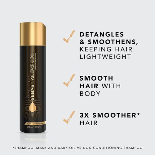 Sebastian Professional Dark Oil Lightweight Conditioner, For Silky, Smooth and Shiny Hair, Add Natural Body, For All Hair Types, 250ml