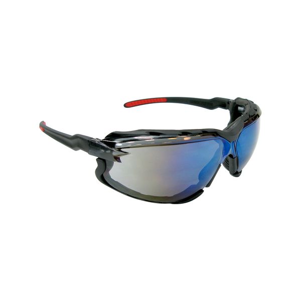 Falcon Anti-fog Safety Glasses with Removable Foam Lined Gasket & UV Protection (Blue Mirror)