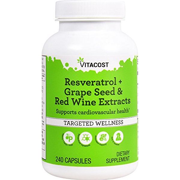 Vitacost Resveratrol + Grape Seed & Red Wine Extracts - 240 Capsules