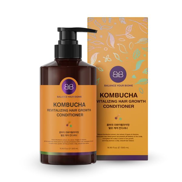 BALANCE YOUR BIOME Kombucha Revitalizing Hair Growth Conditioner, Balances Scalp pH, With Kombucha Extract, Green Tea, Herb, Rice Extract, 9 Vitamins Hair Loss treatment, 16.9 fl.oz. 500ml