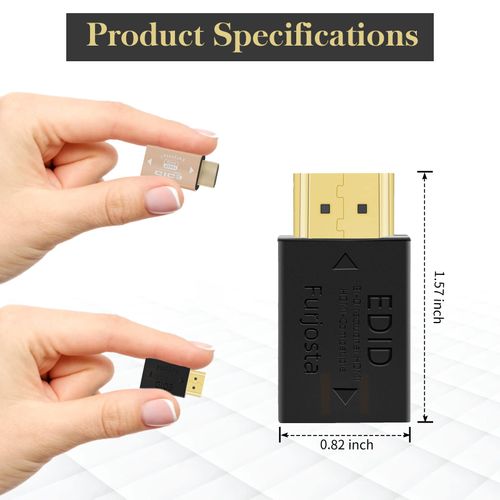 Furjosta Mini HDMI EDID Emulator Passthrough Aluminium Fit Headlesskeep for Video Splitter Switch Extender Pass-Through Adapter Male to Female Coupling Dummy Plug (HDMI 1920 x 1080) 1P