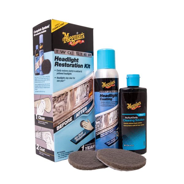 Meguiar's G2970EU Two-Step Car Headlight Restoration Kit with Headlight Cleaner and Headlight Protectant