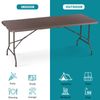 6FT Plastic Folding Table Portable Fold-in-Half Picnic Table with Handle Brown