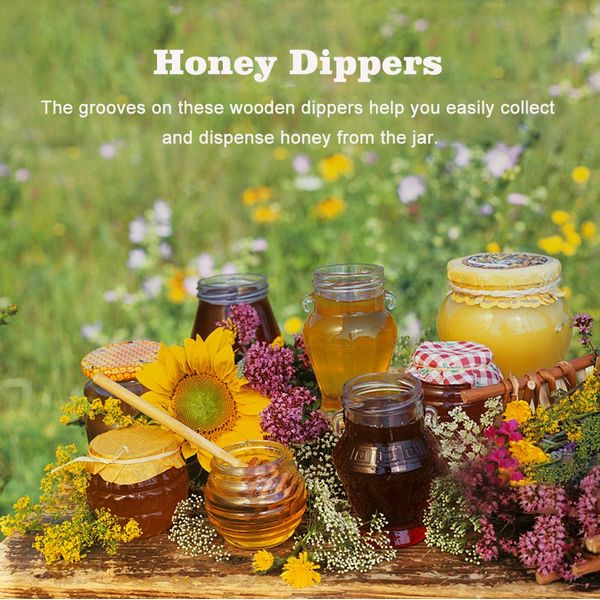 Ausla Honey Dippers, 50pcs 4 Inch Wooden Mini Honey Dipper Sticks Honey Stirrer Stick Spoon for Honey Jar Dispense Drizzle Honey and Wedding Party Gift(10cm)