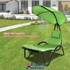 Patio Hanging Chaise Lounger Chair Swing Seat Hammock Chair Green Canopy Cushion