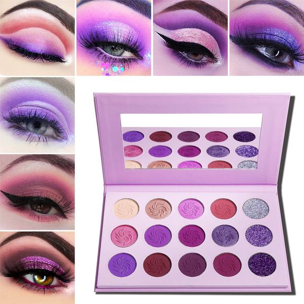 Afflano Palette Ombretti Professionali, Glitter Matte Shimmer Cream Rosa Marrone Argento Viola