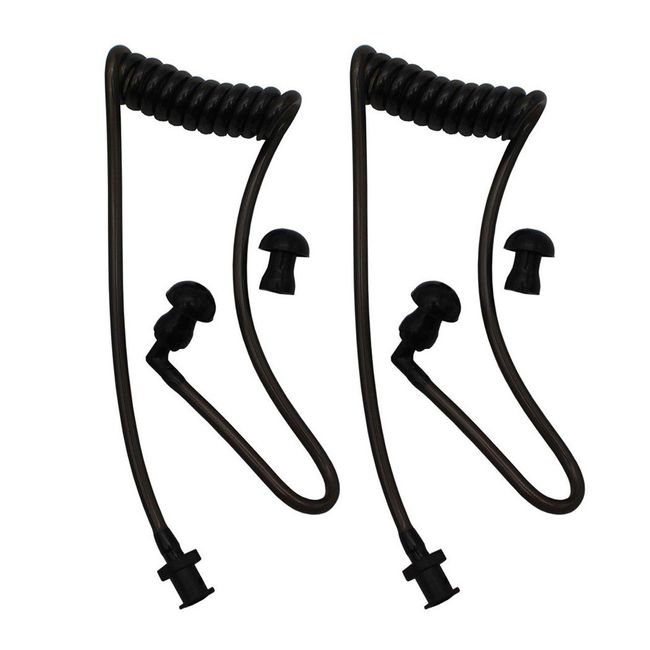 GoodQbuy 2Pcs Flexible Spring Air Tube Replacement Walkie Talkie Earphone Earpiece Coil Acoustic Air Tube for Two-Way Radio Headsets (Black)