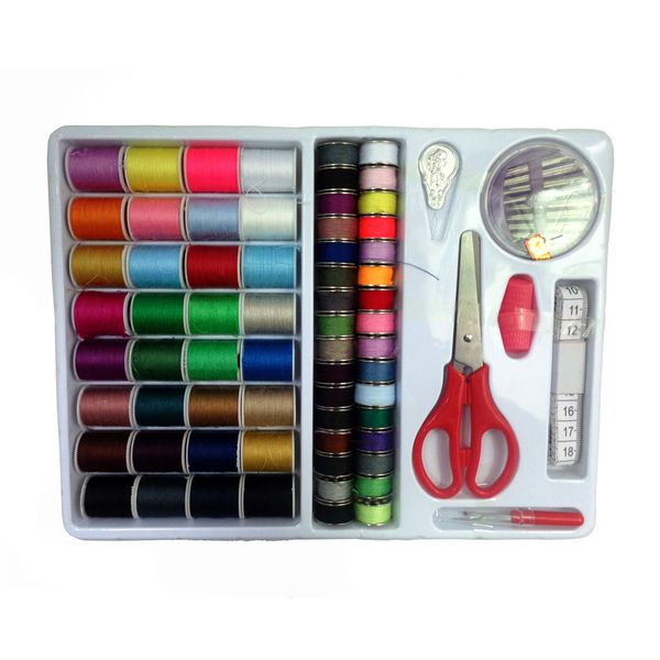 E-isata Sewing Tool Kit 100 in1 Assorted Sewing Threads with Bobbins Thread Spools Sewing Kit Accessories for Basic Sewing Machine Emergency and Travel