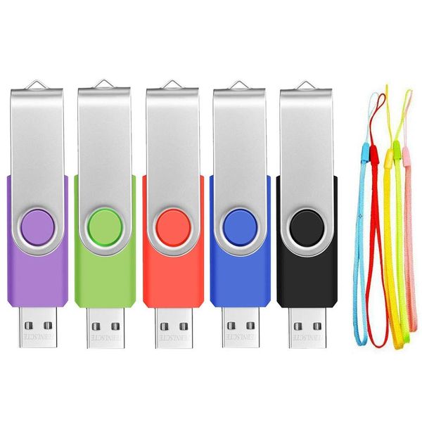 USB Memory 16GB 5 Pack USB 2.0 Flash Memory Rotating Flash Drive