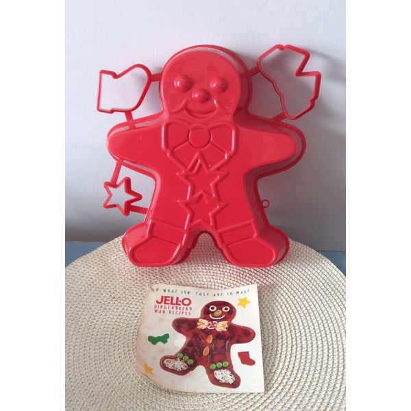 Jello Gingerbread Man Mold w/ 3 Cookie Cutters star boot bow Christmas Treats