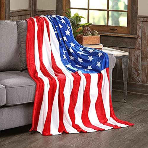 Elegant Comfort Lightweight Printed Throw Blanket- All Season, Ultra Soft, Cozy and Plush- Decorative Throw Blankets, Perfect for Lounging, 50 x 70 inches, American Flag, Throw Blanket