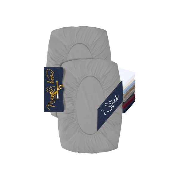 Marie´s Home 2er Pack Kissenbezug für Nackenstützkissen - Kopfkissenbezug für Nackenkissen - Spannbezug und Kissenbezug 1627.2372, S (30-35 x 45-50 cm), Silber