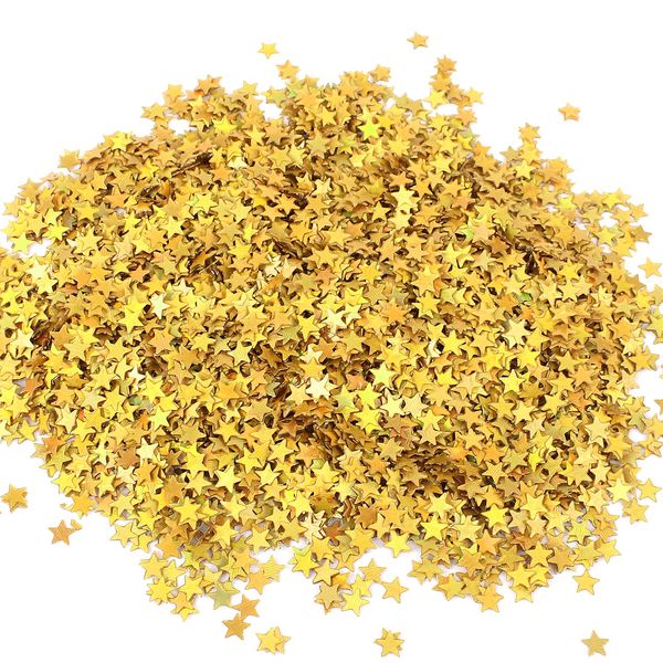 12000 Pieces Gold Star Table Confetti, 6mm Sparkle Confetti Gold Star confetti PVC Glitter Confetti Sequins Star Confetti Decoration for Wedding Birthday Party Christmas (60g)