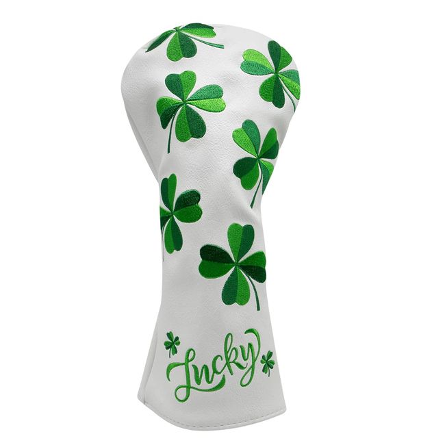 Golf Club Headcovers Lucky Clover Golf Wood Cover Set Golf Driver Cover Fairway Wood Utility Hybrid Headcover Putter Cover Pin Type Aliennana Premium Leather