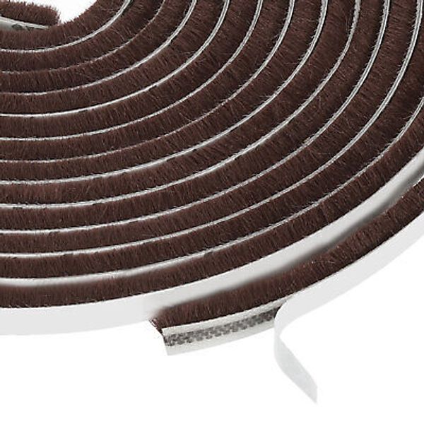 Self Adhesive Brush Seal Weather Stripping 1/4" x 1/4" x 36ft, Brown