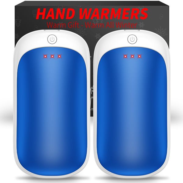 2 Pack Hand Warmers Rechargeable, Portable Electric Hand Warmers Reusable, USB 2 in 1 Handwarmers, Outdoor/Indoor/Warm Gifts for Men Women Kids (Black&Black*2)