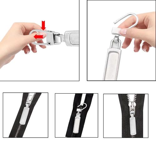 Spare Zipper Pull, 4 Piece Metal Zipper Pull, Removable Metal Zipper Pull Tabs, Zipper Pulls Replacement, for Purse, Clothes, Jeans, Suitcase, Luggage
