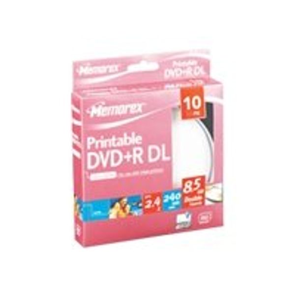 MEMOREX DVD+R Double Layer 8.5GB/240min, 8x - 10 Pack Cake Box