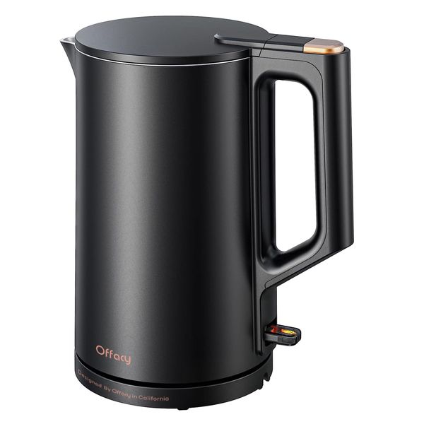 Electric Kettle, 304 Stainless Steel Interior, BPA-Free, Double Wall 1.5L Hot Water Boiler, 1500W Tea Kettle with Auto Shut-Off & Boil Dry Protection, Cordless Base & LED Indicator