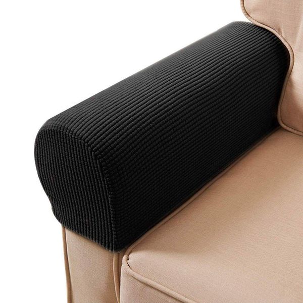 ESRISE Armrest Chair Covers, Stretch Armchair Couch Arm Rest Cover Anti-Slip Spandex Polyester Sofa Chair Arm Caps Slipcovers for Furniture Protector, Set of 2 (Black2)