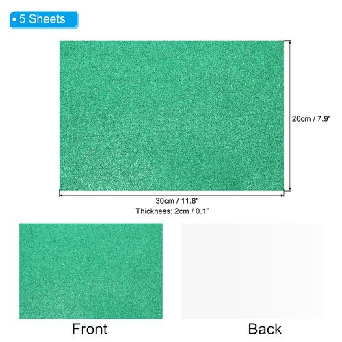 PATIKIL Dark Green Shiny EVA Glitter Foam Sheet 11.8 x 7.9 Inch 2mm Thick with Back Adhesive Sparkle EVA Glitter Felt for Crafts DIY Project, 5 Pcs