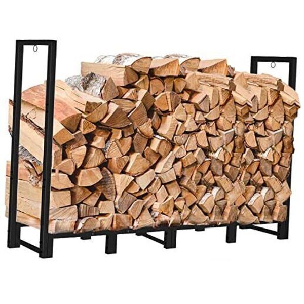 8Ft Outdoor Firewood Rack Holder for Fireplace Wood Storage, Adjustable 8ft