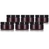 JUVITUS 8 oz Amber Plastic Refillable Low Profile Jar with Black Lid (6 Pack)