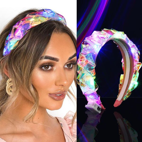 Vakkery Light Up Headbands LED Flash Hair Bands Glowing Laser Hairhoop Luminous Festival Headdress Party Hair Accessories for Women and Girls