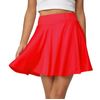 Afibi Women's Casual Basic Versatile Flared Pleated Mini Skater Skirt with Shorts (Medium, Red)