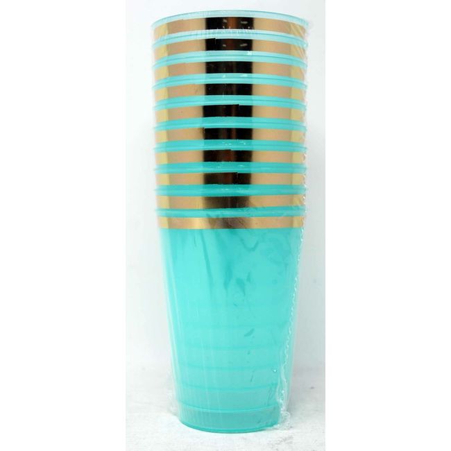 Spritz Teal Plastic Party Cups 12 Ounce, 10 Count