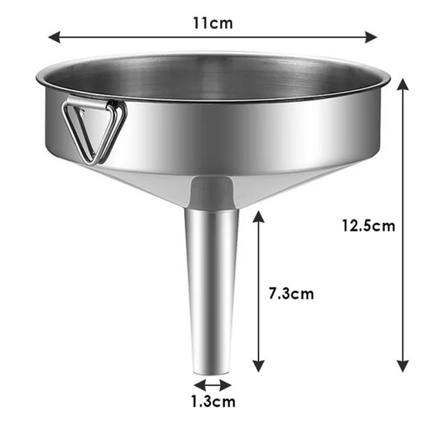 Makrel Stainless Steel Funnel Kitchen Funnels for Transferring of Liquid, Fluid, Cooking Oils, Jam (11cm with Hook)