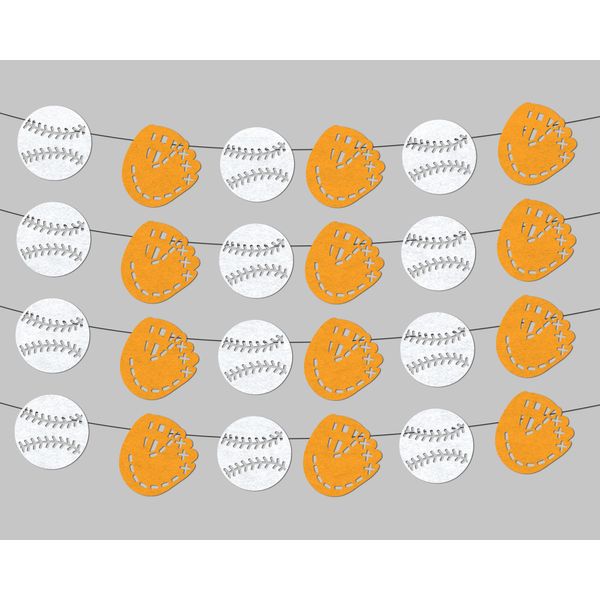 2 Pcs Baseball Decorations Baseball Party Baseball Banner Baseball Glove Garland Party Felt Cloth Decor Sports Theme Party for Birthday Baby Shower Classroom Backdrop Decorations