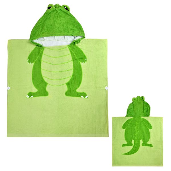 Hooded Towel for Kids Poncho Towel Hooded Swimming Towels Soft Cotton Kids Bath and Beach Towels Wrap Absorbent Toddler Beach Towel Blanket Pool Swim Towel for Boys Girls 2-6 Years Old (Dinosaur)