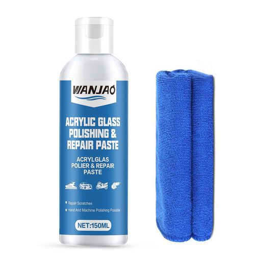 WANJAO Plastic Polishing Compound, Acrylic Polish Polishing Paste High Gloss Restoration and Scratch Removal for Car, Furniture, Metal Surface Repair Products, 150ml White