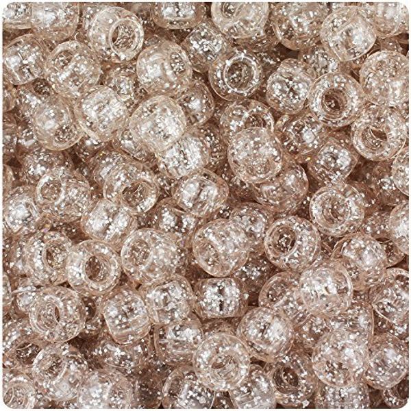BeadTin Champagne Sparkle 9mm Barrel Pony Beads (500pcs)