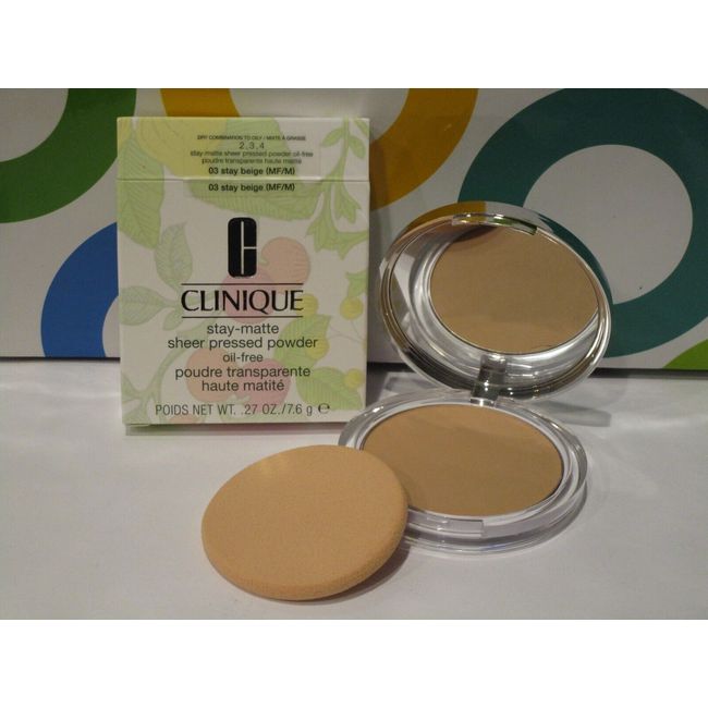 CLINIQUE ~ STAY-MATTE SHEER PRESSED POWDER ~ # 03 STAY BEIGE ~ .27 OZ